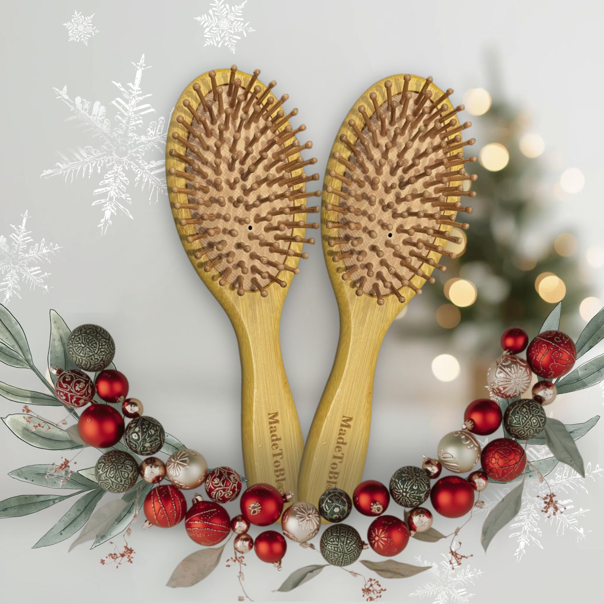 2x Bamboo Hair Brush